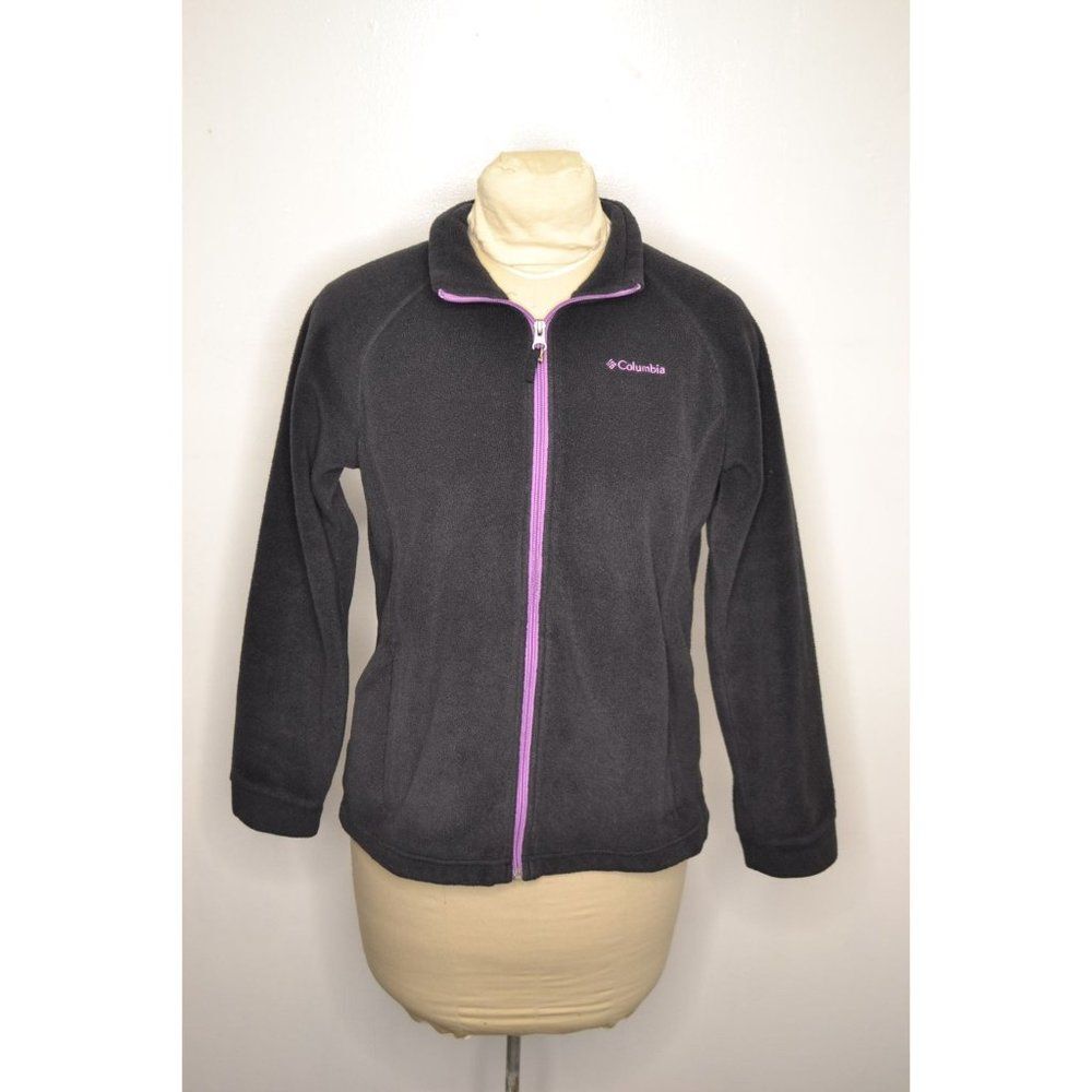 Columbia Girl's XL (14-16) Black Purple Full Front Zip Fleece Jacket
